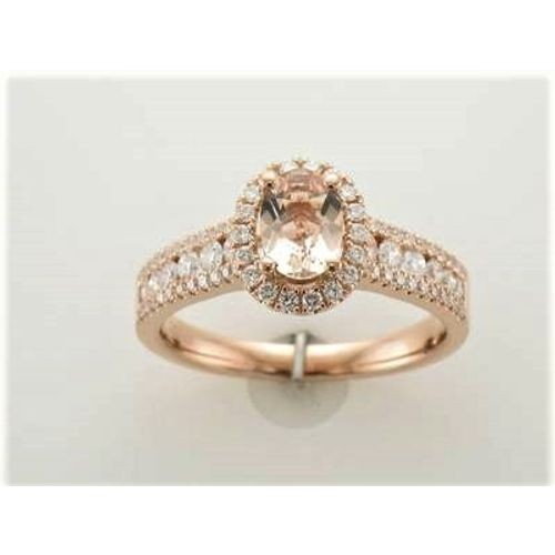 Le Vian 18K Rose Gold Cocktail Ring for Women 1.13 cts Morganite Diamonds Size 7