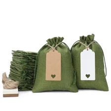 Green Small Gift Bags with Drawstring - 30Pcs 5x7 Burlap Sacks for Wrapping C...