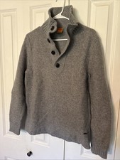 Hugo Boss Orange Label Wool/Cotton Blend Button Pullover Knit Sweater Size XL