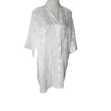 Vintage Frederick's of Hollywood White Sheer Floral Burnout Robe M