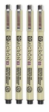 Sakura Pigma Micron 03 Black Permanent Marking Pen 0.35mm Pack of 4