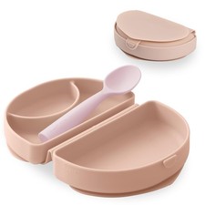 Fold  Scoop Baby Feeding Set - Silicone Travel Baby Plate With Suction  Bab...
