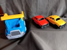 Green Toys Blue/Yellow Dump Truck Along With Red And Yellow Car