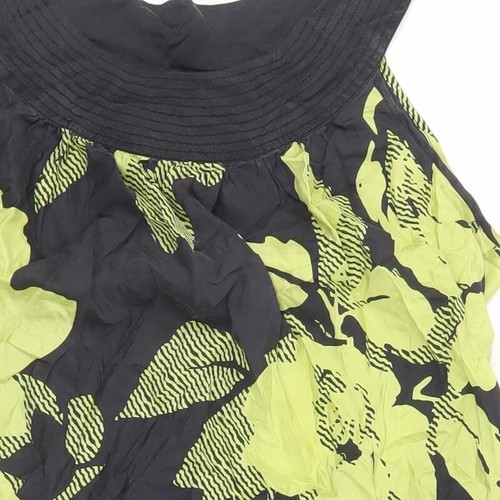 Monsoon Womens Black Geometric Silk Basic Blouse Size 14 Boat Neck - Picture 8 of 10