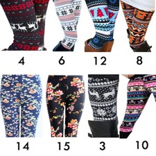 Christmas Women Leggings High Waisted Plain Printed Fitness Pocket Trousers War  