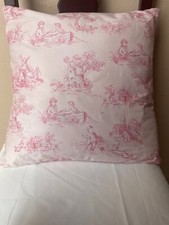 Handmade Pink Toile with Pin Stripe Children's/ Nursery Pillow Cover/ Case