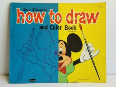 1960s How to Draw and Color Book WHITMAN PUB CO USA WALT DISNEY'S 1ST Ed