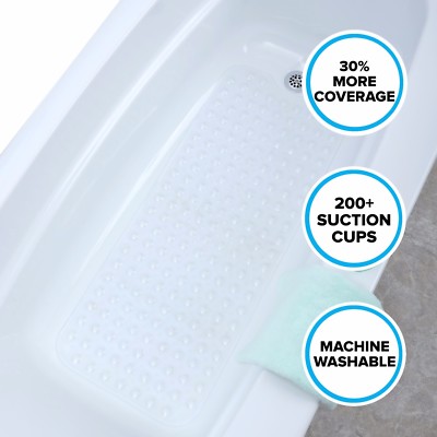 SlipX Solutions Extra Long Bath Mat: 39'' Clear Bathtub Mat with Suction Cups