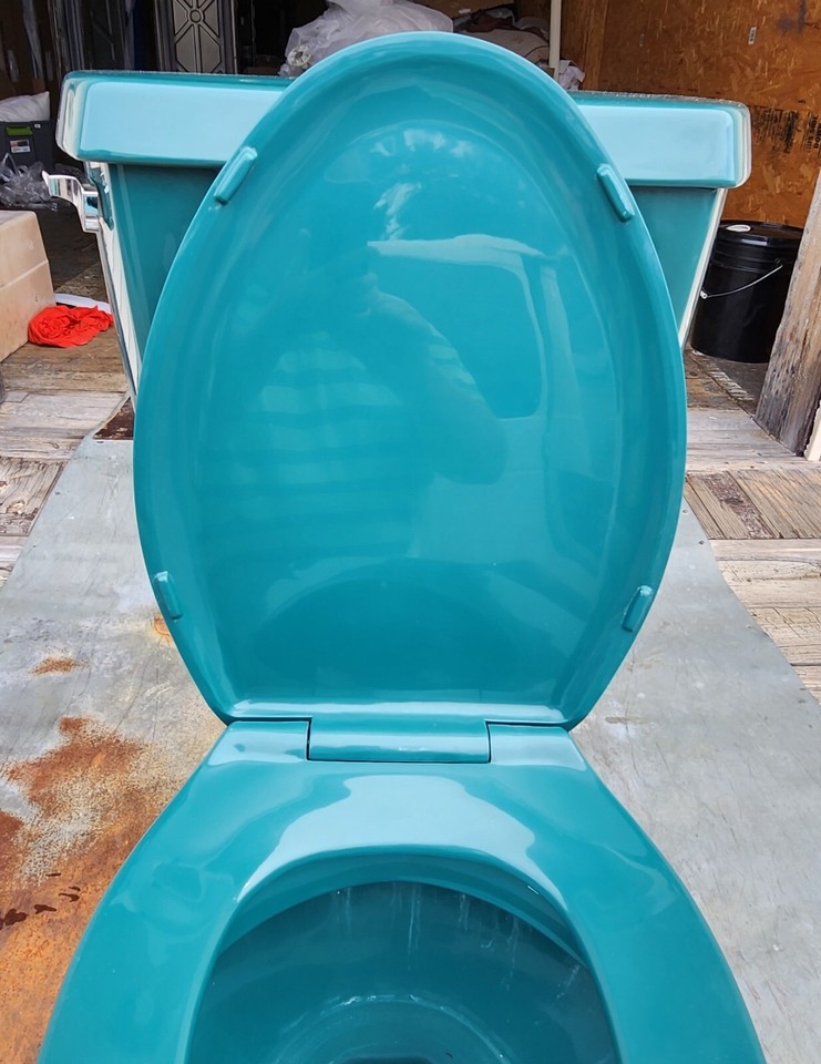 Kohler dark green toilet original seat vintage bathroom elongated bowl