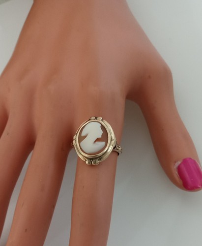 14K Y/GOLD KAMEE RING ART DECO GR. 7-3/4 - Bild 3 von 6