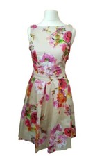 🎀 BNWT Primark Floral print shift Lined dress Retro Vintage Style Size 8 Cotton