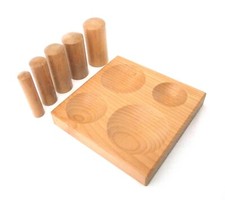 6 Piece Hardwood Dapping Forming Set 4 Grooved Block And 5 Wood Punches