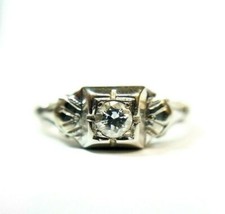 VINTAGE .12 CARAT DIAMOND ENGAGEMENT 14K WHITE GOLD RING SIZE 6