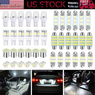 #ad 42Pcs Car Interior Combo LED Map Dome Door Trunk White License Plate Light Bulbs $3.00