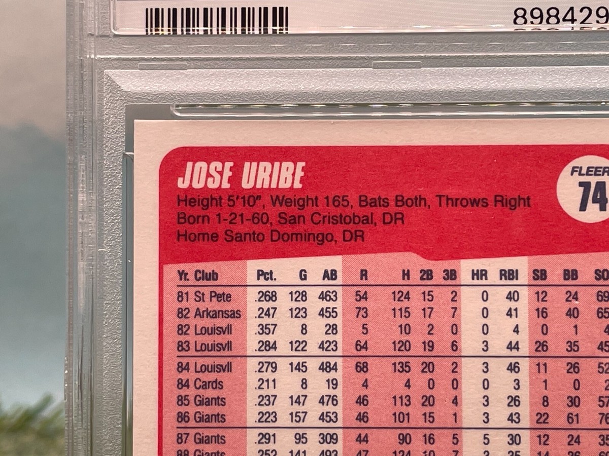 1990 fleer jose uribe 74 rare baseball card Recycle Energy -Single Card main image 1