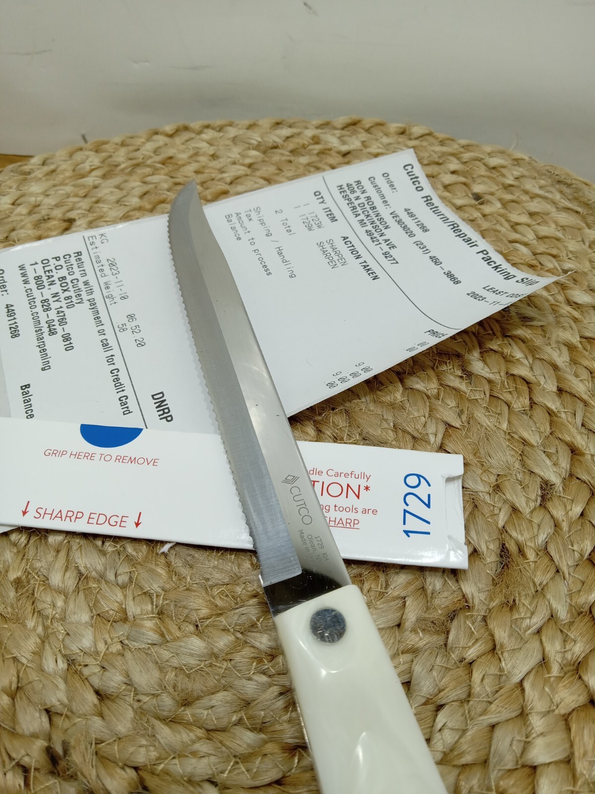 cutco knife 1729 white pearl handle Newly Sharpened By Cutco Factory eBay