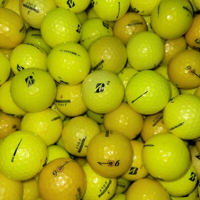 100 Yellow Bridgestone Assorted Models Mix Golf Balls - 2A Shag AA Hit-A-Way