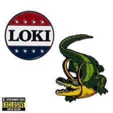 Marvel PRESIDENT LOKI Button and ALLIGATOR LOKI Pin 2-Pack EE Exclusive LE