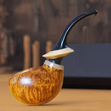 MUXIANG Briar Tobacco Pipe Handmade Egg Pipe Smooth Freehand Pipe Bent Stem