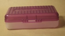 Spacemaker Pencil Box Purple  Frosted Clear Vintage 90's Plastic Storage Case