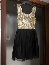 Windsor Black and Gold Sequin Party Dress Size 3/4