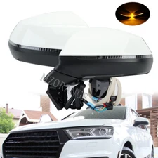 Left+Right White Side Mirror W/Memory Heated 15Pin For Audi Q7 2017 2018 19-2022