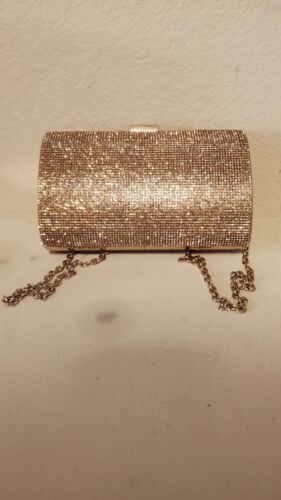 INC Ranndi embellished crystal sparkle clutch minaudiere - ROSE GOLD Mis Crystal - Picture 1 of 3