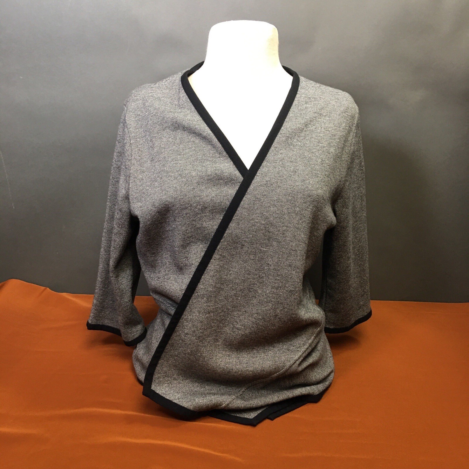 Cárdigan asimétrico para mujer Alfani suéter grande gris brezo manga 3/4-image