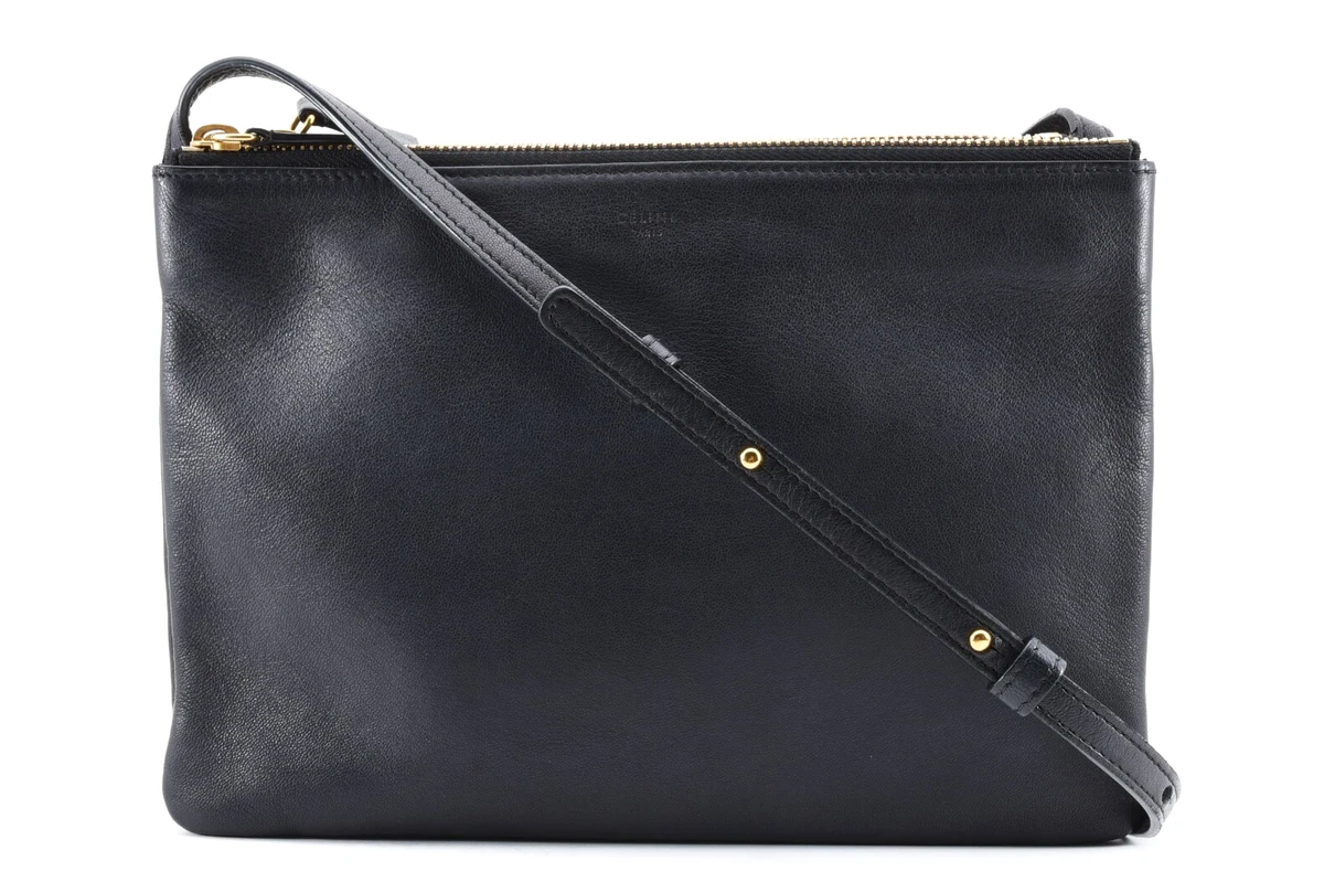 値下げ【CELINE】セリーヌ / Large Trio Black Celine Black Lambskin Leather Large Trio Bag | Yoogi's Closet