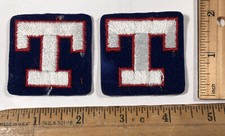 Vintage Lot of 2 Texas Rangers Iron On Felt Patch T Logo MLB Baseball