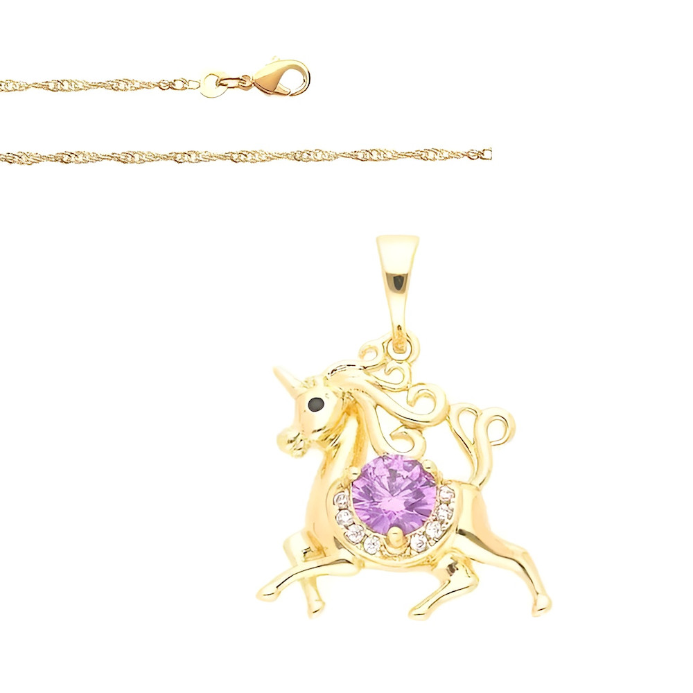 Collier licorne pour enfant en plaqué or, le cadeau d'anniversaire idéal