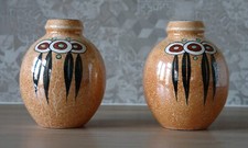 PAIR OF ART DECO CRACKLE EARTHENWARE STYLE VASES - CIRCA 1950