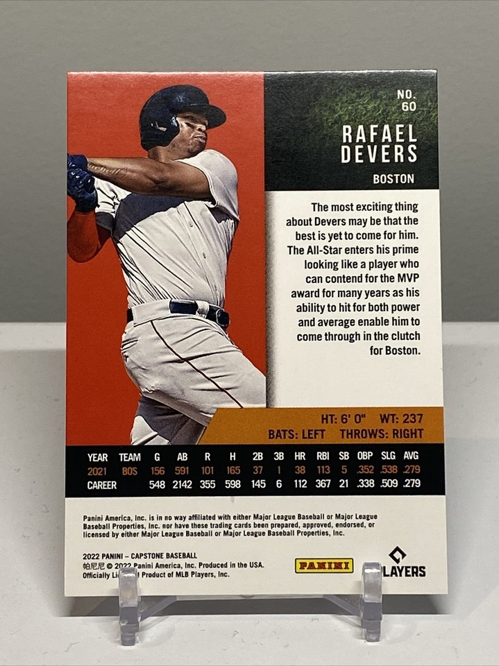 2022 Capstone Baseball Red Parallel #60 Rafael Devers - Boston Red Sox ...