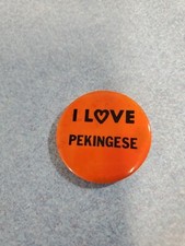 Vintage I Love Pekingese Dog Button Pin