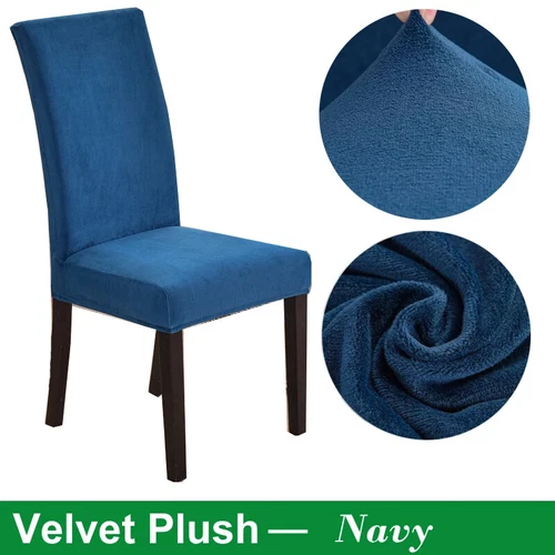 Velvet Chair Cover for Dining Room Elastic Thick Velvet Chair Cover 1/4/6/8 Pcs - Picture 7 of 42