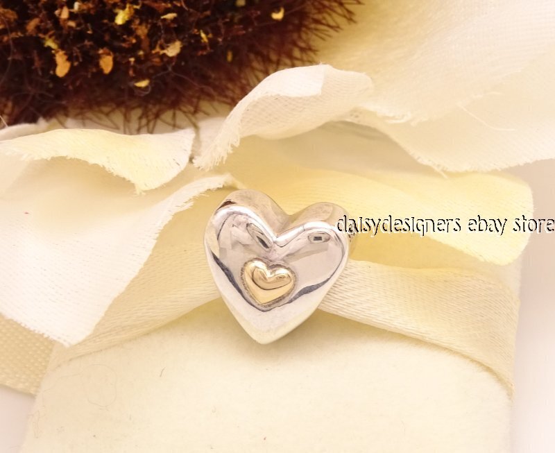 NEW Authentic Pandora Silver Gold HAPPY ANNIVERSARY HEART Charm