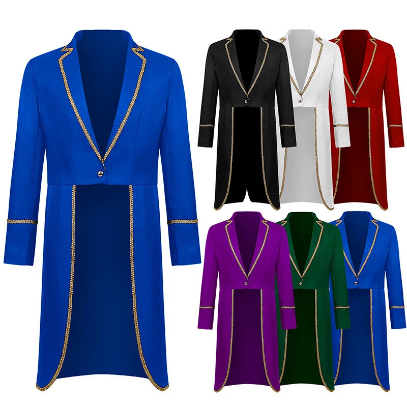 Men Medieval Retro Swallow-tailed Coat Mid-length Punk Jacket Suit Blazer Coat