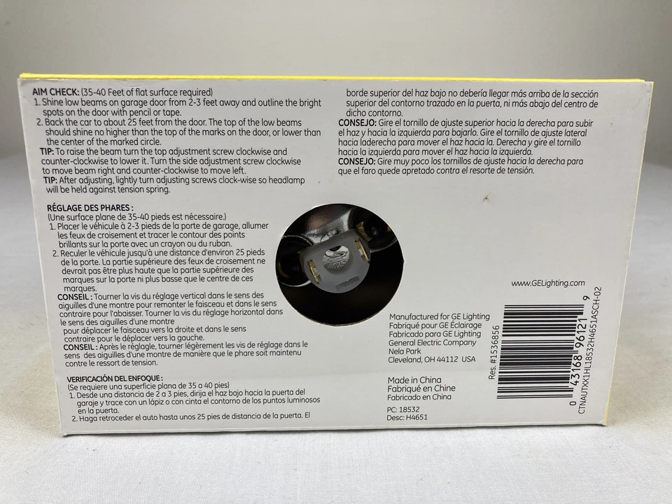 GE ОСВЕЩЕНИЕ H4651 ГАЛОГЕННЫЕ ФАРЫ 12 ВОЛЬТ ЗАМЕНА ЛАМПА НОВЫЙ ЗАПЕЧАТАННЫЙ - Изображение 3 из 4