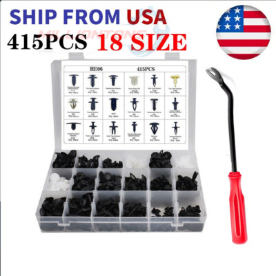 415Pcs Car Retainer Clips Auto Fasteners Push Trim Clips Pin Rivet Bumper Kit
