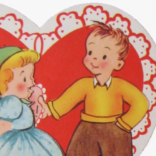 Tarjeta de San Valentín vintage A-meri-Card ""Do I Like You lots"" desplegable corazones de niño niña - Imagen 3 de 9
