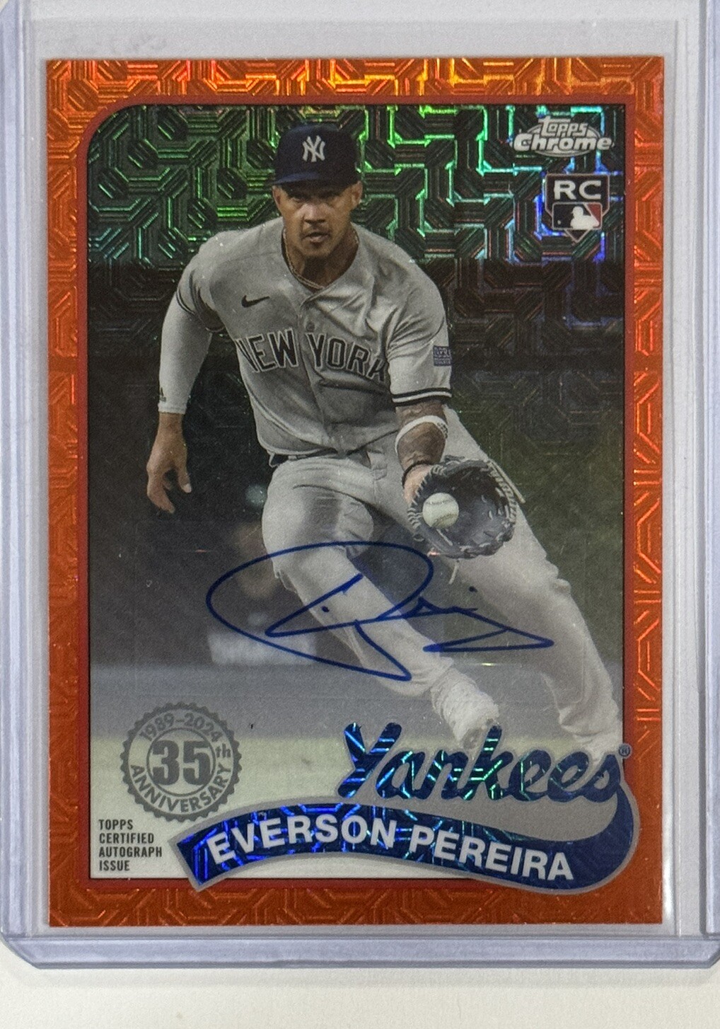 2024 Topps Series 1 Everson Pereira Silver Pack Mojo Auto RC /25 ORANGE Yankess