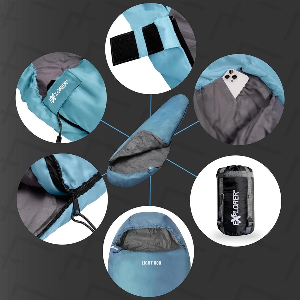 Schlafsack EXPLORER Light600 Leicht Hüttenschlafsack Mini Ultrakompakt hellblau - Bild 3 von 4