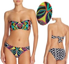 Trina Turk Africana Bandeau Top Shirred Side Bottom Swimsuit Bikini Set