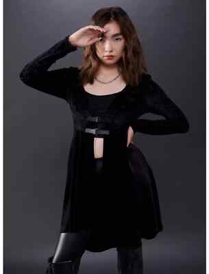 The Witcher Yennefer Black Velvet Hi-Low Women Waistcoat Goth Cosplay Size M