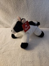Aurora Cow Plush Stuffed Animal Small Black  White 8" NWT