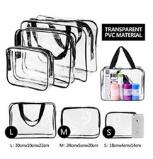 3pcs Travel Toiletry Bag Clear Carry-On Zipper Pouch Cosmetics,Containers GIFTS 