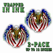 American Eagle American Flag Vinyl Decals Vinyl Stickers Set of Two Made In USA