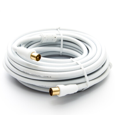 PremiumX 30m IEC Antennenkabel Koax Stecker TV Anschlusskabel Fernsehkabel Weiß