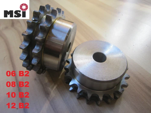 Kettenrad zweifach duplex  Kettenräder 05B2  06 B2  08 B2  10 B2  12 B2 mit Nabe - Bild 1 von 12