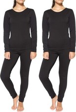 Real Essentials Women's Thermal Long Underwear Set Black Size M Long Johns